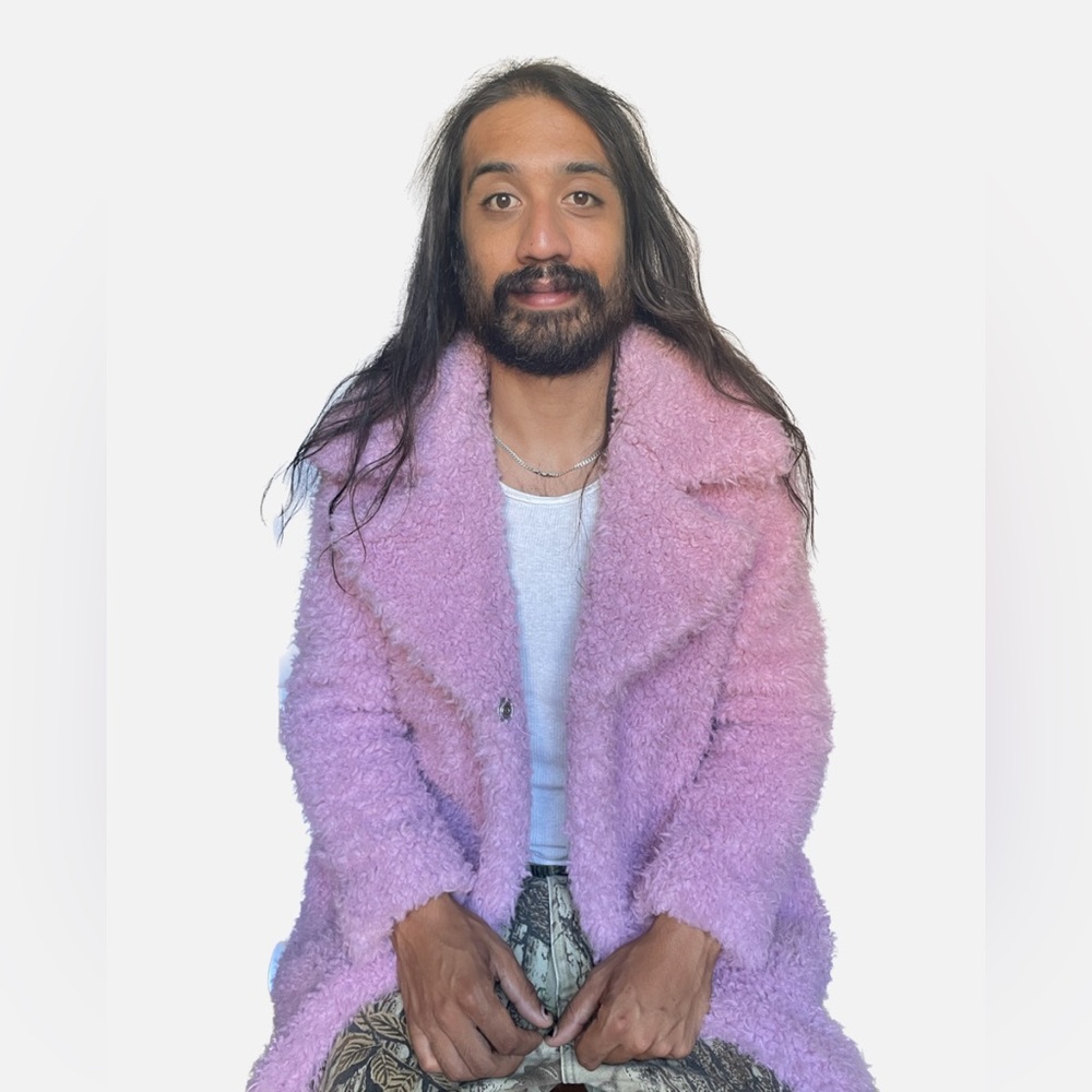 Celebrity Pink Purple pink faux fur oversized coat Barbie size large